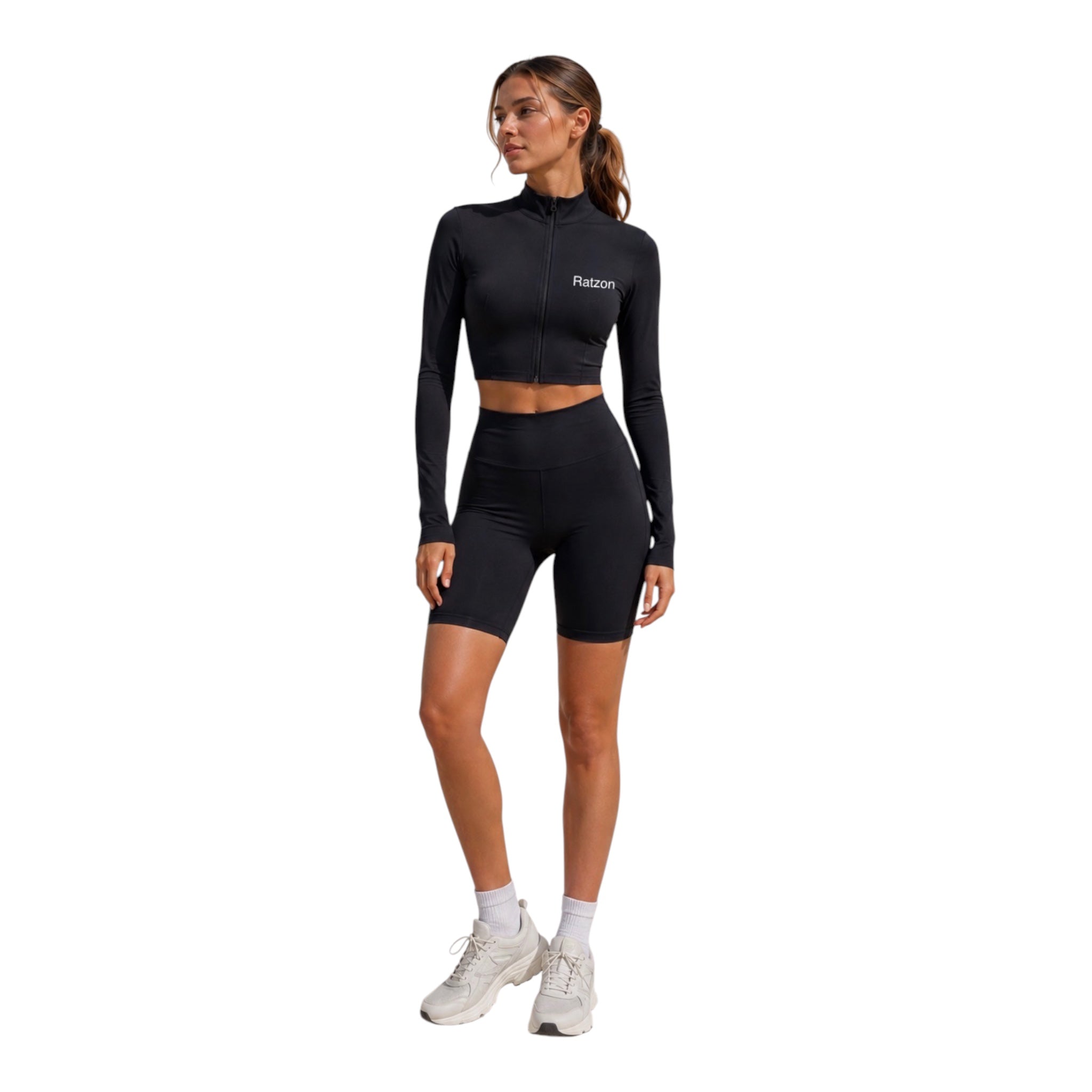Ratzon Performance Set - Cropped Jacket Biker Shorts | Black